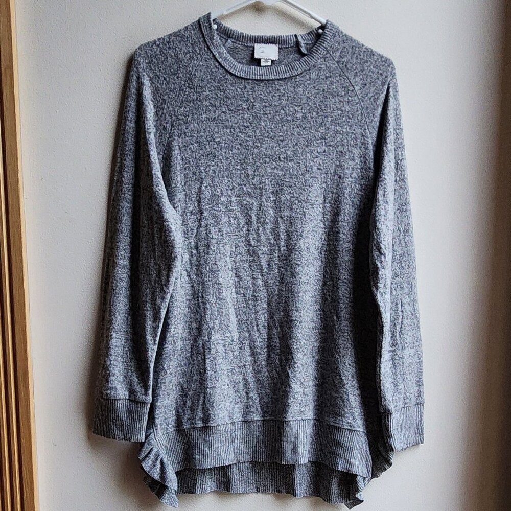 Anthropologie Gray Scoop Neck Sweater Size Small